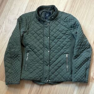 New York & Company Olive Quilted Jacket Size L
